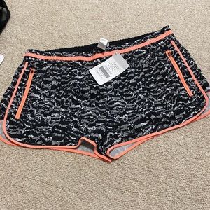 Women’s running shorts, Fabletics, Size XXL, Black Gray & Coral, NWT